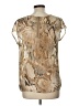 Sunny Leigh Animal Print Brown Gold Short Sleeve Blouse Size L - photo 2