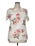 Agenda White Short Sleeve Blouse Size XL - photo 1