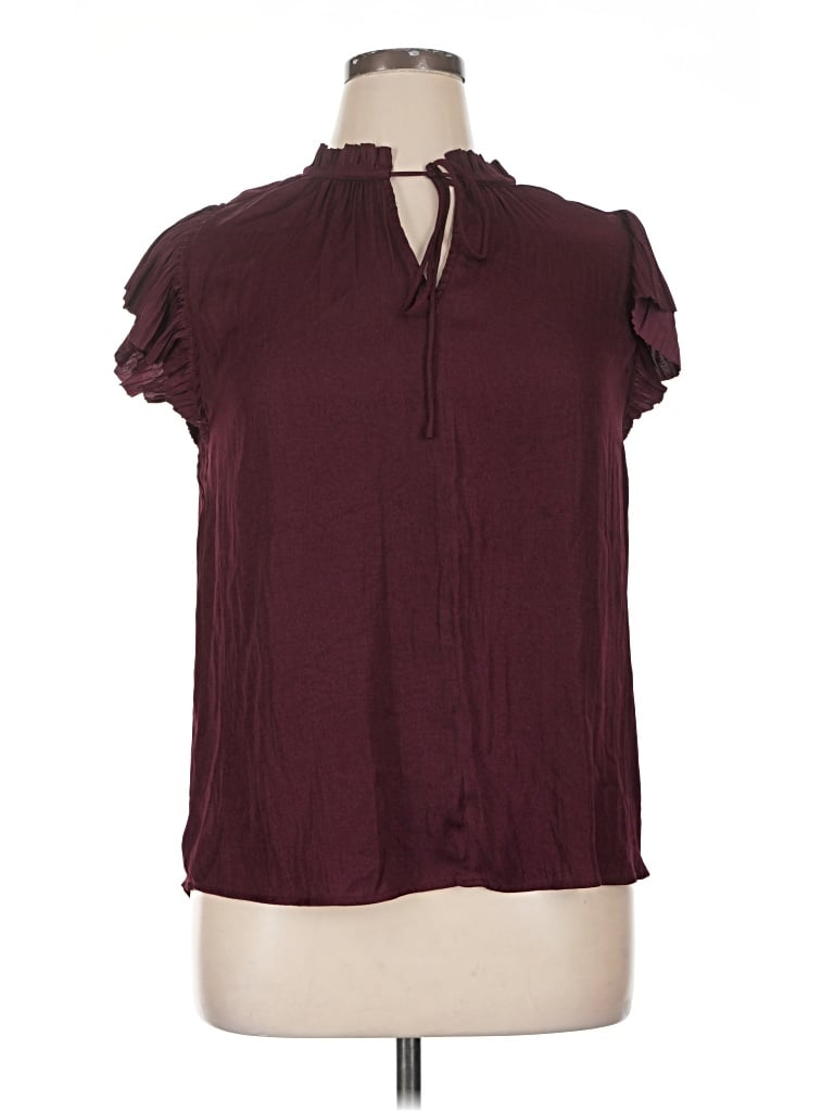 Pre-owned Current Air Short Sleeve Blouse In Burgundy