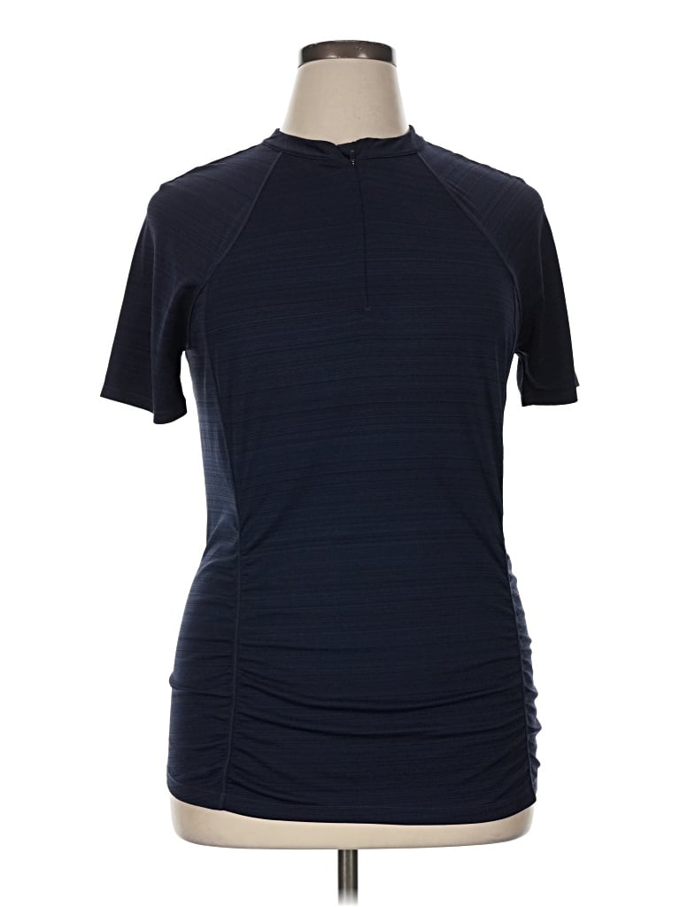 Pre-owned Athleta Short Sleeve Turtleneck In Blue