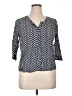 Stylus 100% Rayon Chevron-herringbone Black 3/4 Sleeve Blouse Size XL - photo 1