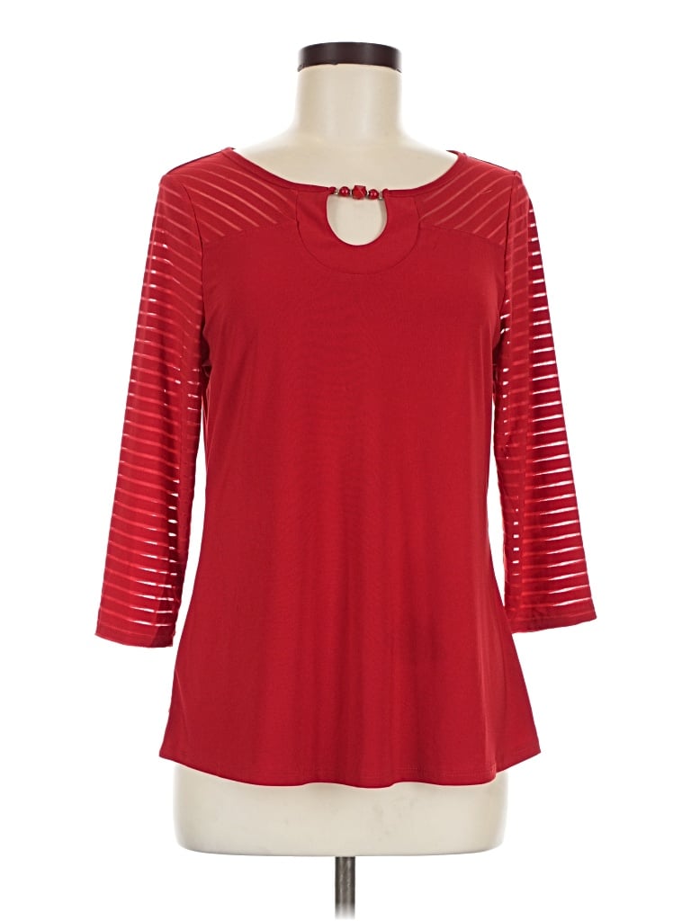 Pre-owned Atelier 3/4 Sleeve Top Red Keyhole Neckline Tops