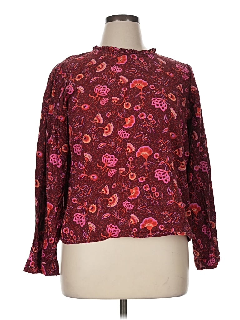 Pre-owned Universal Thread Long Sleeve Blouse In Burgundy