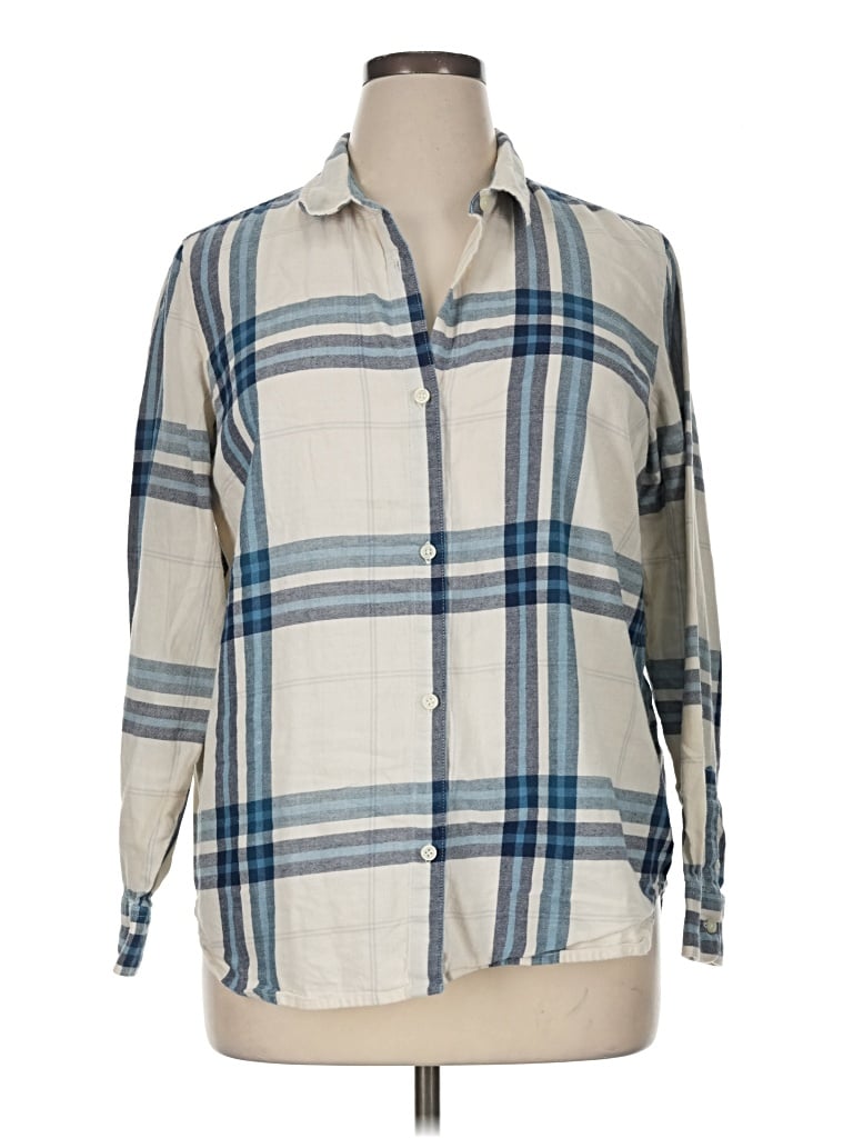Pre-owned Old Navy Long Sleeve Button Down Shirt In Ivory
