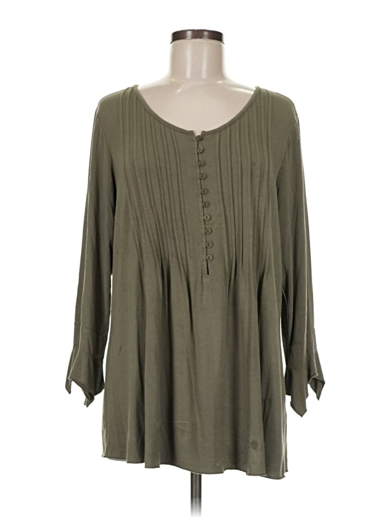 Pre-owned Laurie Felt 3/4 Sleeve Blouse In Green
