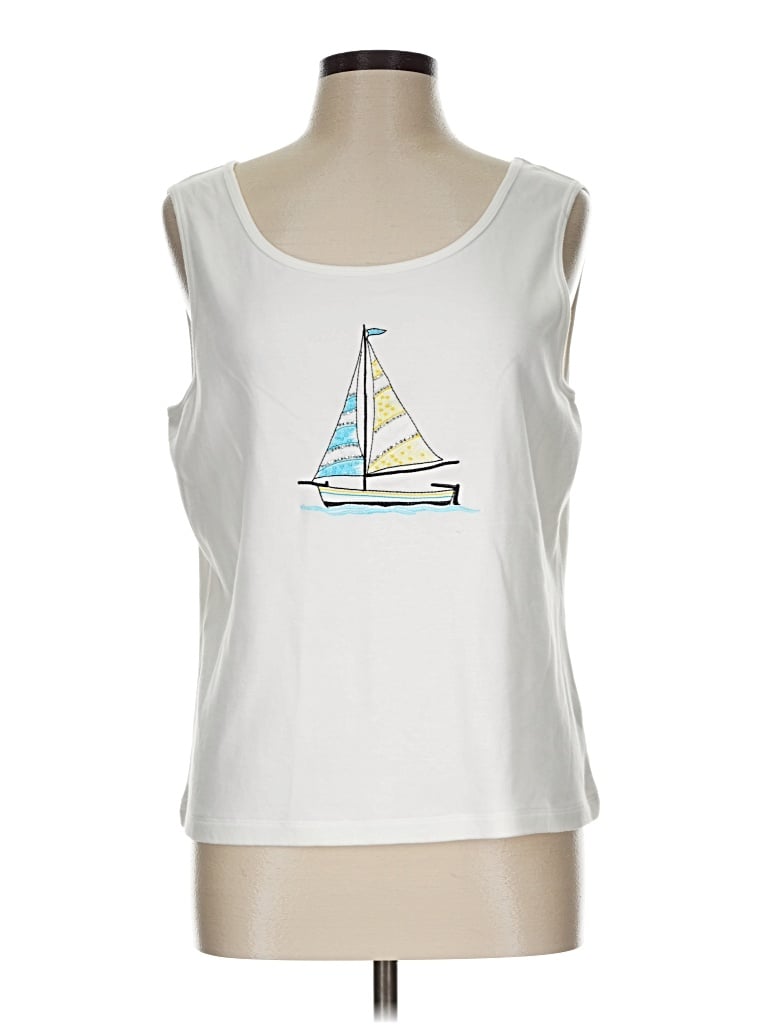 Pre-owned Karen Scott Sleeveless T-shirt In White