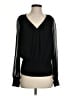 St. John 100% Silk Black Long Sleeve Silk Top Size P (petite) - photo 1