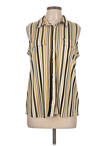 Indigo Rose Sleeveless Button-Down Shirt (view 1)