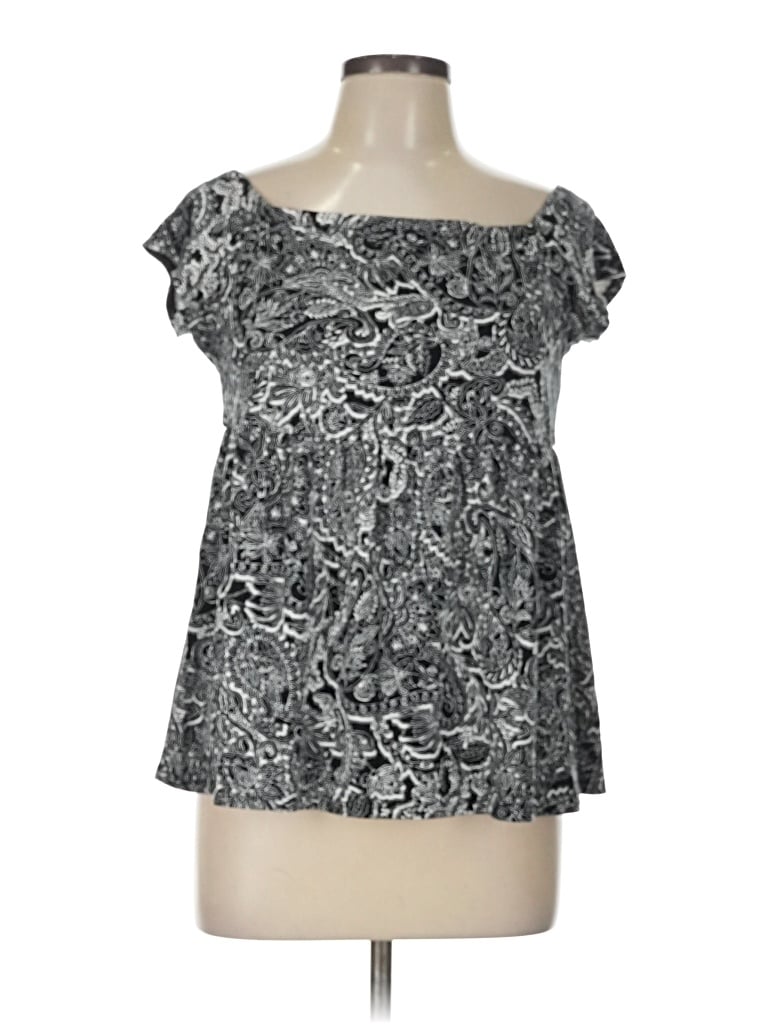 Pre-owned Torrid Short Sleeve Top Silver Strapless Neckline Tops
