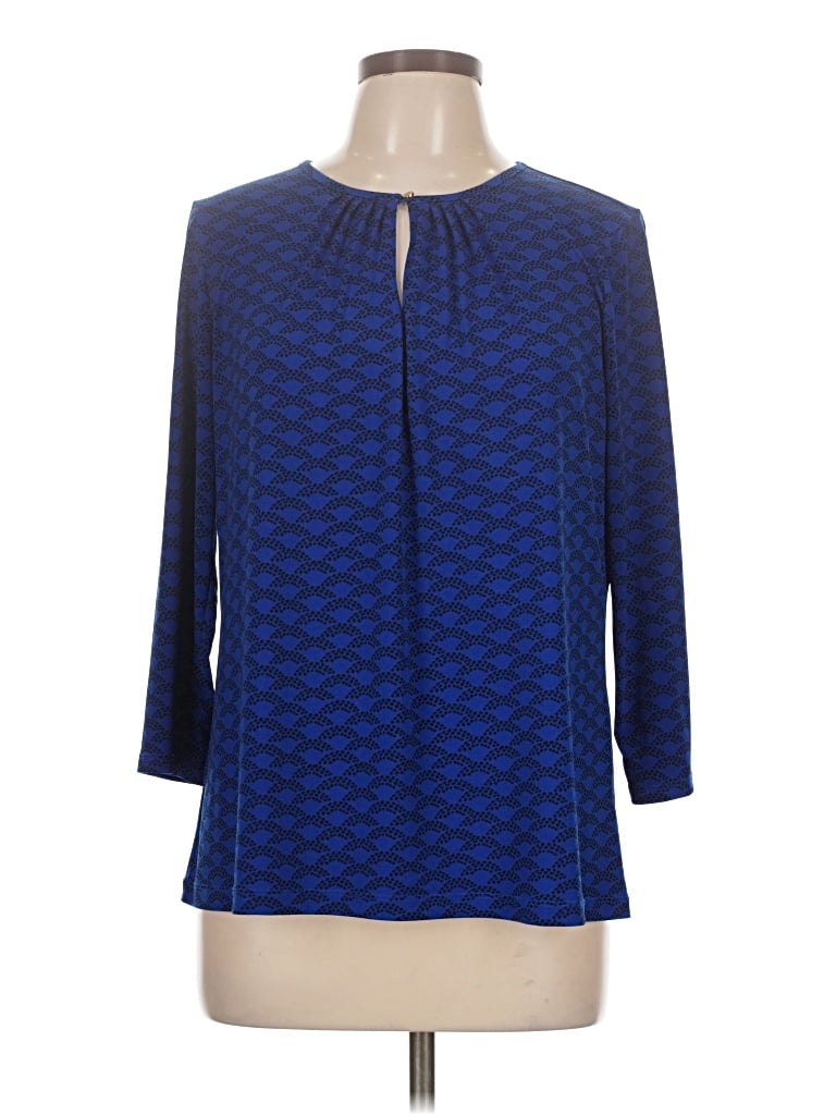 Pre-owned Liz Claiborne Career 3/4 Sleeve Blouse In Blue