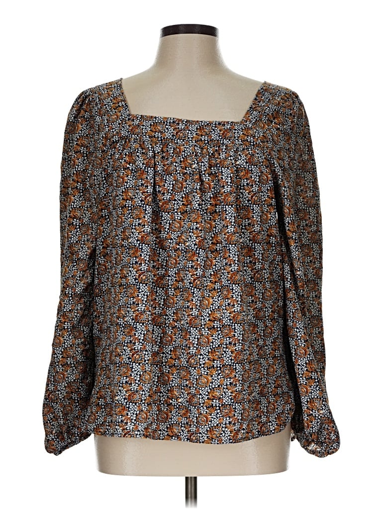 Pre-owned Wonderly Long Sleeve Blouse In Brown