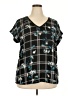 Worthington 100% Polyester Black Short Sleeve Blouse Size XXL - photo 1
