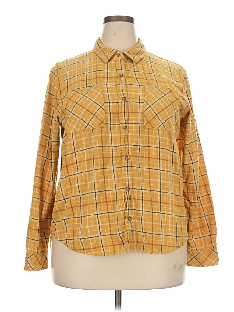 Pre-owned Universal Thread Long Sleeve Button Down Shirt In Yellow