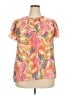 Umgee Graphic Floral Tropical Orange Tan Short Sleeve Blouse Size XXL - photo 1