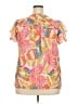 Umgee Graphic Floral Tropical Orange Tan Short Sleeve Blouse Size XXL - photo 2