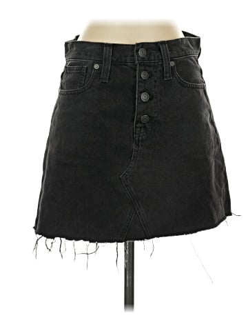 Madewell Rigid Denim A-Line Mini Skirt in Lunar Wash: Button-Front Edition (view 1)