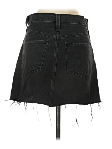 Madewell Rigid Denim A-Line Mini Skirt in Lunar Wash: Button-Front Edition (view 2)