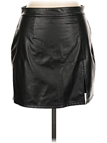 Chocolate Faux Leather Skirt (view 1)