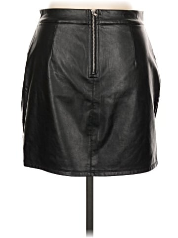 Chocolate Faux Leather Skirt (view 2)