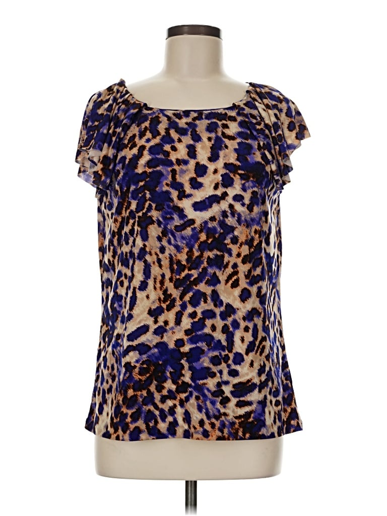Pre-owned Anne Klein Short Sleeve Blouse In Blue
