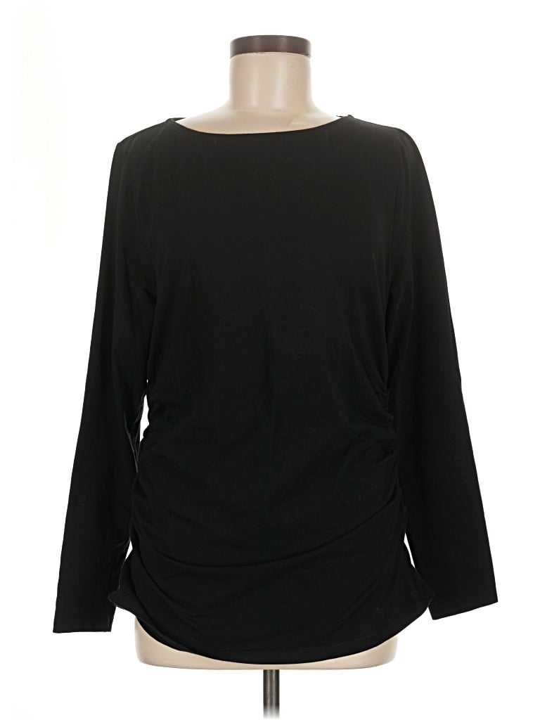 Pre-owned Soft Surroundings Long Sleeve Top Black Boatneck Tops