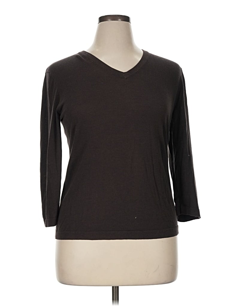 Pre-owned Doncaster Collection 3/4 Sleeve T-shirt In Brown