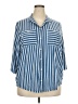 Lands' End Stripes Blue 3/4 Sleeve Button-Down Shirt Size 2X - photo 1