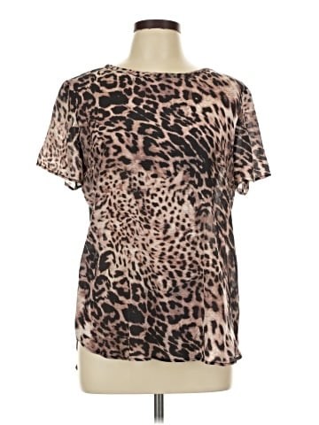 Lavender Brown Short Sleeve Silk Top (view 1)