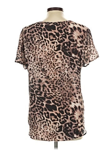 Lavender Brown Short Sleeve Silk Top (view 2)