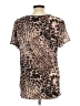 Lavender Brown 100% Silk Animal Print Brown Short Sleeve Silk Top Size L - photo 2