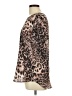 Lavender Brown 100% Silk Animal Print Brown Short Sleeve Silk Top Size L - photo 5