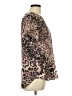 Lavender Brown 100% Silk Animal Print Brown Short Sleeve Silk Top Size L - photo 4