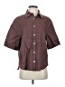 Sancia Solid Brown Short Sleeve Button-Down Shirt Size S - photo 1