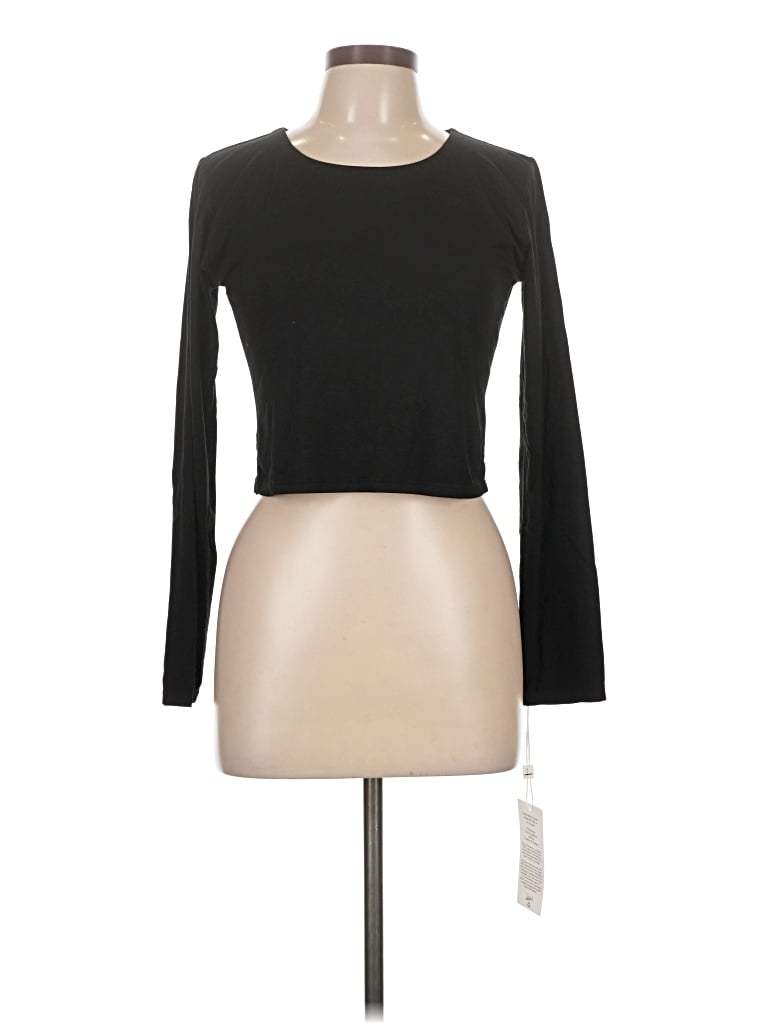 Pre-owned Lezat Long Sleeve Top Black Boatneck Tops