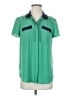 HD in Paris 100% Polyester Color Block Green Short Sleeve Blouse Size 4 - photo 1