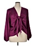 Express 100% Polyester Burgundy Long Sleeve Blouse Size XL - photo 1