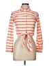 Haute Curry 100% Polyester Stripes Orange Long Sleeve Blouse Size 10 - photo 1