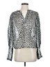 White House Black Market 100% Polyester Animal Print Silver Long Sleeve Blouse Size 4 - photo 1