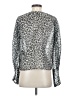 White House Black Market 100% Polyester Animal Print Silver Long Sleeve Blouse Size 4 - photo 2