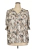 Jones & Co 100% Polyester Animal Print Tan 3/4 Sleeve Blouse Size 2X - photo 1