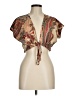 Shein Brown Short Sleeve Blouse Size 6 - photo 1