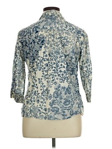 Lemon Grass 3/4 Sleeve Button-Down Shirt (view 2)