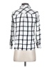 Old Navy 100% Rayon Checkered-gingham Silver Long Sleeve Button-Down Shirt Size S - photo 2