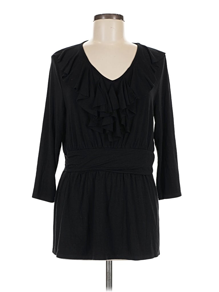 Pre-owned Coldwater Creek 3/4 Sleeve Blouse In Black