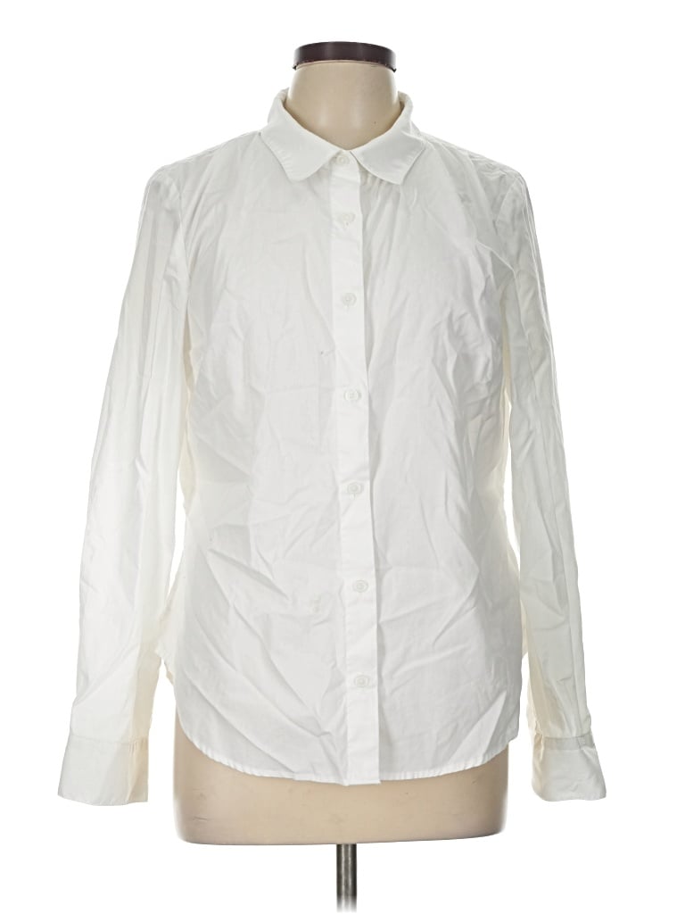 Pre-owned Tommy Hilfiger Long Sleeve Button Down Shirt In Ivory