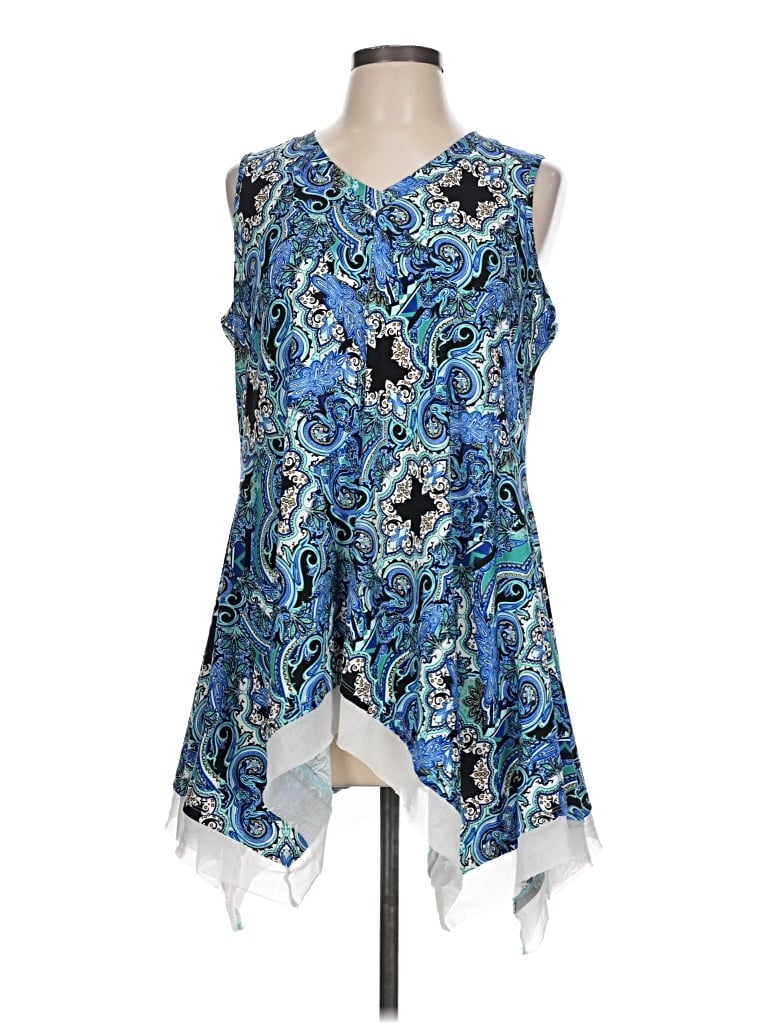 Pre-owned Attitudes By Renee Sleeveless Top Blue V-neck Tops