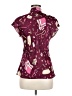 Talbots 100% Polyester Hearts Burgundy Short Sleeve Blouse Size 8 - photo 2