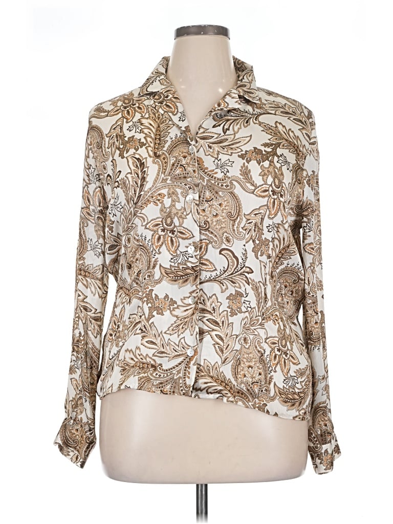 Pre-owned Alfred Dunner Long Sleeve Blouse In Ivory