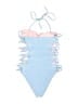 Cupshe 100% Polyester Solid Blue One Piece Swimsuit Size S - photo 2