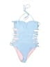 Cupshe 100% Polyester Solid Blue One Piece Swimsuit Size S - photo 1